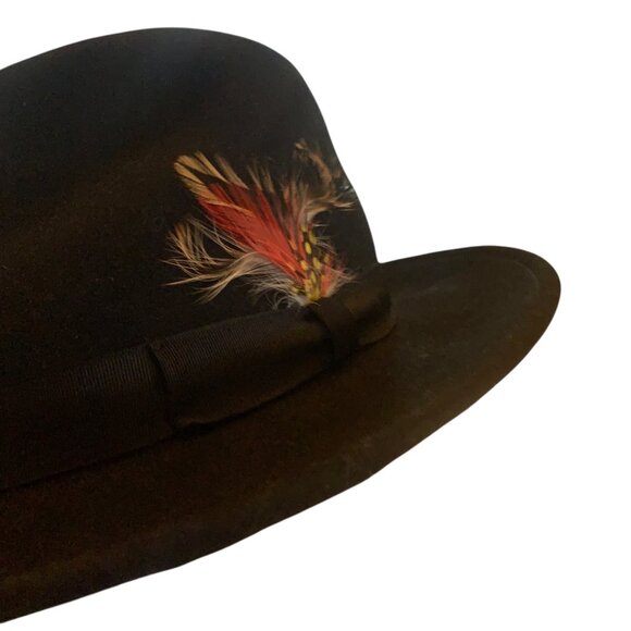 Pendleton Mens Fedora Hat Large 100% Wool Black Feather Accent Vintage Style - Picture 7 of 13